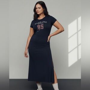 Daily Practice Anthro Fitted Midi Maxi Dress Navy M